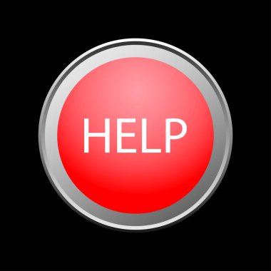 Metal üzerinde kırmızı yardım düğmesi. Vektör illüstrasyonu