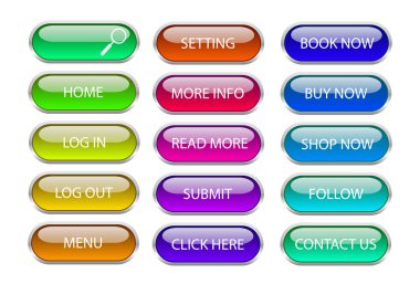 Web sitesi için renkli modern düğmeler. Vektör illüstrasyonu