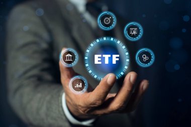 ETF. Borsa borsası borsa yatırım finansal konsepti. İş finans yatırım konsepti. Borsa endeks fonu. İş büyümesi.