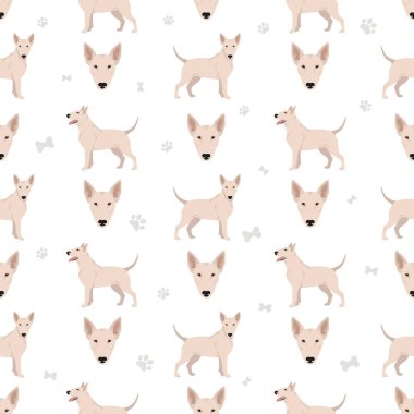 Bull terrier seamless pattern. Vector illustration clipart