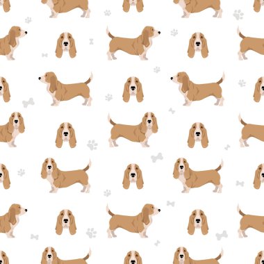 Basset av köpeği kusursuz desen. Vektör illüstrasyonu