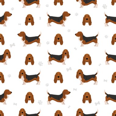 Basset av köpeği kusursuz desen. Vektör illüstrasyonu