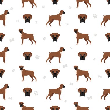 Boksör köpeği kusursuz desen. Vektör illüstrasyonu
