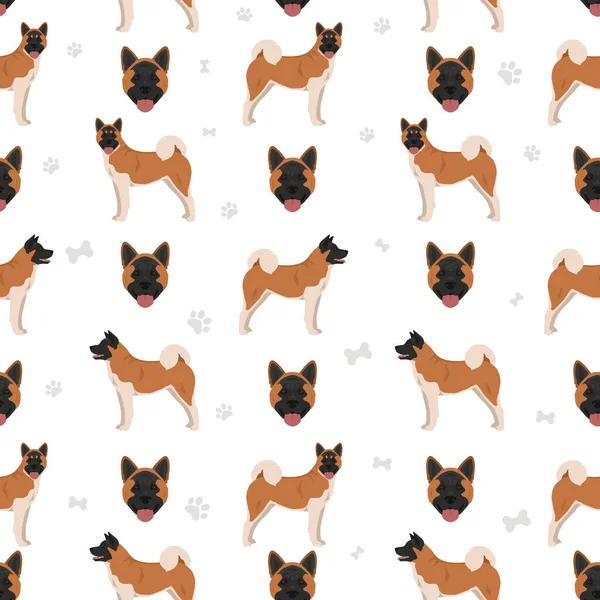 Amerikanischer Akita Hund Nahtloses Muster Hintergrundgrafik Vektorillustration — Stockvektor