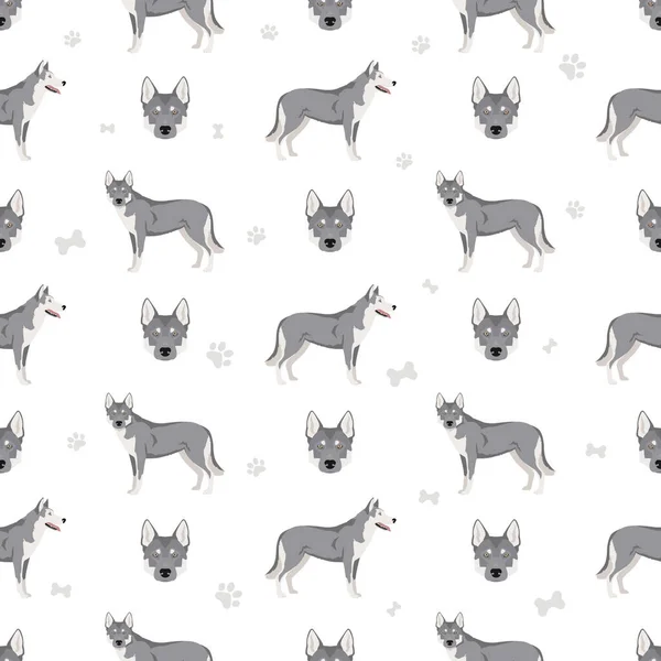Czechoslovakian Wolfdog Seamless Pattern Vector Illustration — Stock Vector