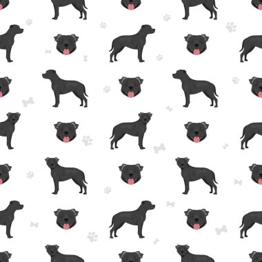 Staffordshire boğa teriyeri kusursuz desen. Vektör illüstrasyonu