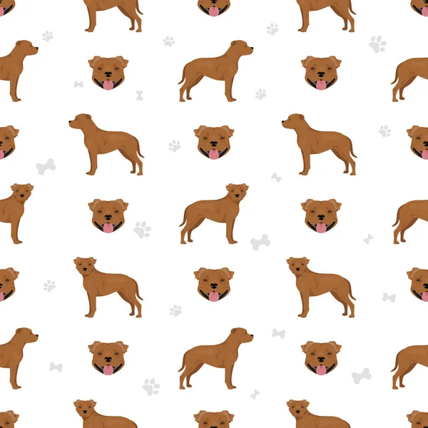 Patrón Sin Costuras Del Terrier Toro Staffordshire Ilustración Vectorial — Vector de stock
