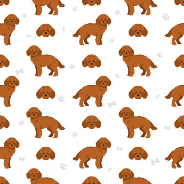 Minyatür kaniş pürüzsüz desen. Farklı pozlar, farklı renkler. Vektör illüstrasyonu