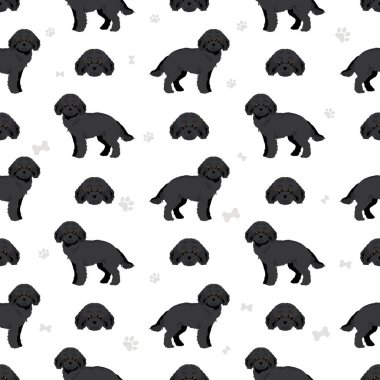 Minyatür kaniş pürüzsüz desen. Farklı pozlar, farklı renkler. Vektör illüstrasyonu