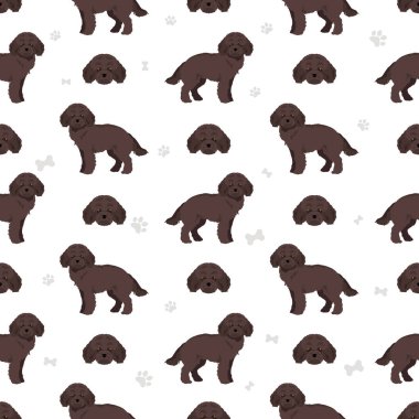 Minyatür kaniş pürüzsüz desen. Farklı pozlar, farklı renkler. Vektör illüstrasyonu