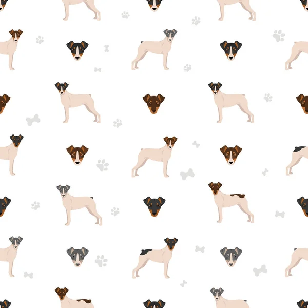 Patrón Inconsútil Del Terrier Chileno Distintas Poses Colores Del Abrigo — Vector de stock