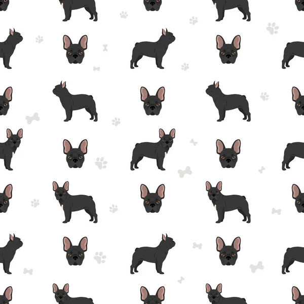 French Bulldog Seamless Pattern Vector Illustration — Stock Vector
