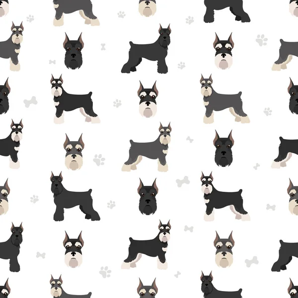 Миниатюрные Шнауцеровые Собаки Плавным Рисунком Векторная Иллюстрация — стоковый вектор