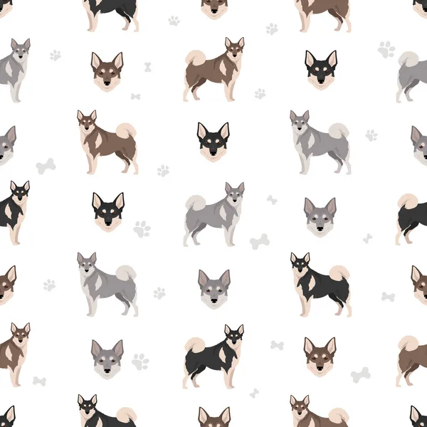 Σουηδική Elkhound Αδιάλειπτη Μοτίβο Όλα Χρώματα Παλτό Που Όλα Σκυλιά — Διανυσματικό Αρχείο