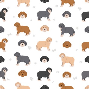 Terceira Sığır Köpeği kusursuz desen. Farklı pozlar, farklı renkler. Vektör illüstrasyonu