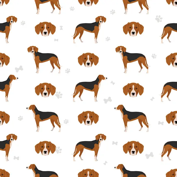 Fin Köpeği Kusursuz Desen Farklı Ceket Renkleri Vektör Illüstrasyonu Stok Vektör