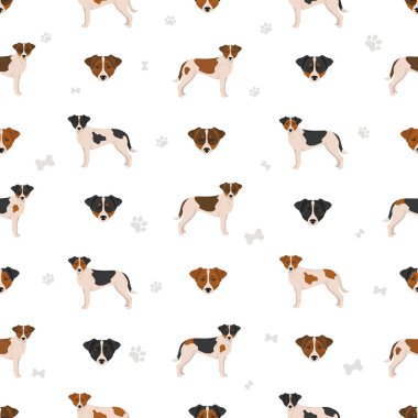 Danimarka çiftlik köpeğinin kusursuz deseni. Farklı pozlar, farklı renkler. Vektör illüstrasyonu