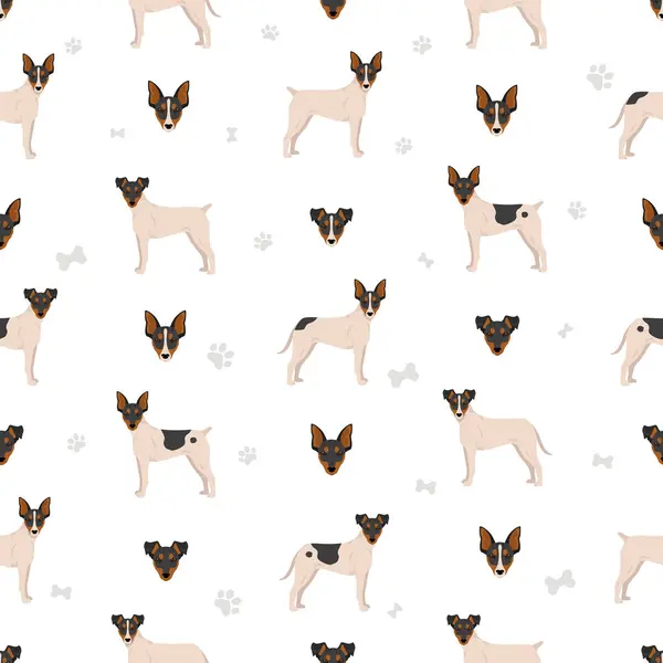 Andalusian Wine Cellar Rat Hunting Dog Seamless Pattern Different Poses Vector Graphics