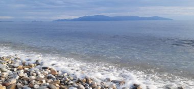 Nea Karvali, Doğu Makedonya ve Trakya, Kavala Belediyesi, kuzey Yunanistan. Ege Denizi kıyılarının fotoğrafı