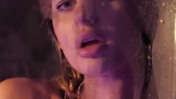 Beautiful Sexy Girl Shower Woman Running Water — Stock Video