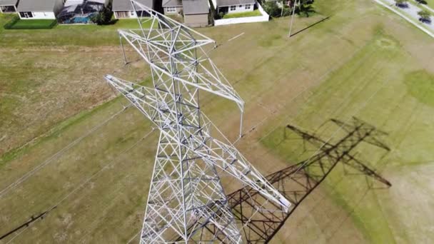 Linha Eléctrica Torre Transmissão Torre Energia Poste Eletricidade Linha Eléctrica — Vídeo de Stock