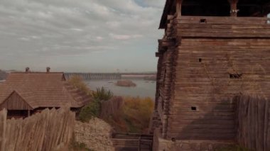 Eski Kazak ahşap kilisesi Ukrayna 'nın Khorytsya adasında Zaporizhya Sich