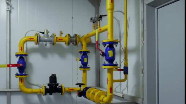 Potrubí Kotelně Napájení Zásoba Vody Moderní Vybavení Kotelny — Stock video