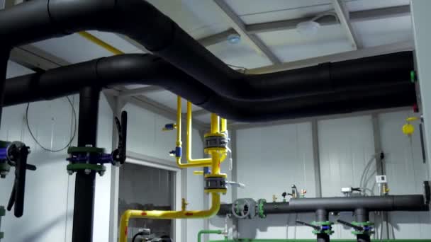 Gas Pipes Boiler Room Gas Main Gas Transportation — Vídeo de stock