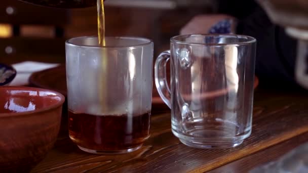 Gorący Drink Liście Gorącej Herbaty — Wideo stockowe