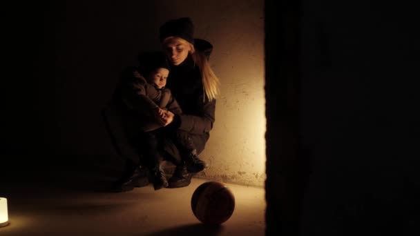 War Ukraine Bomb Shelter War Gunning Civilians Ukrainian Bomb Shelter — Stock Video