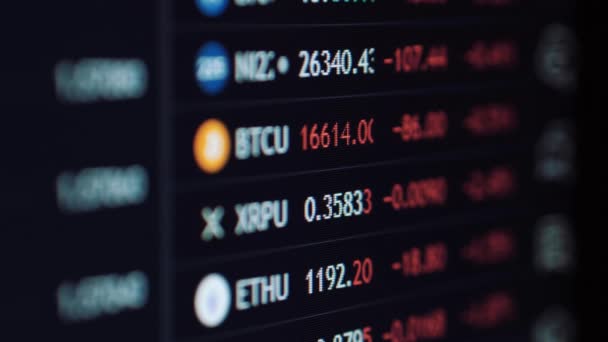 Výměna Akciový Trh Ethereum Exchange Market Chart Graf Výměny Kryptoměn — Stock video