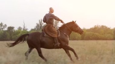 Ukrainian Cossack in the Zaporozhian Sich. Strong people. Patriots of their country.