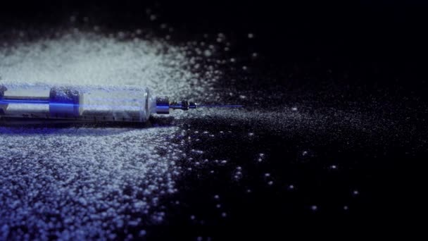 Медичний Шприц Наркотики Білий Порошок — стокове відео