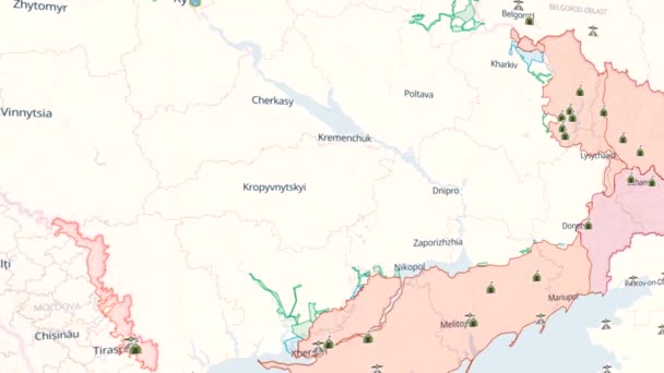 Ukraine War Map War Ukraine Movement Troops Map Russian Troops — Vídeo de Stock