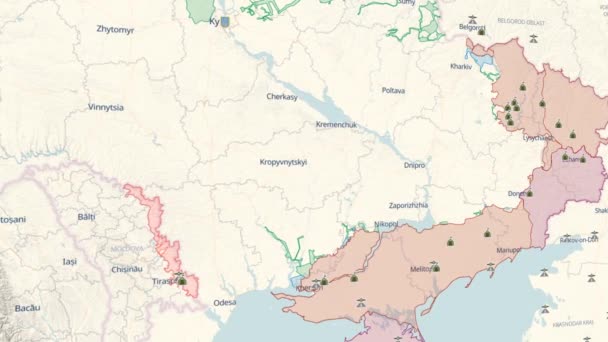 Ukraine War Map War Ukraine Movement Troops Map Russian Troops — Stock Video