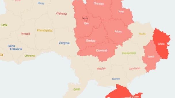Χάρτης Των Συναγερμών Αέρα Χάρτης Πολέμου Στην Ουκρανία Χάρτης Συναγερμού — Αρχείο Βίντεο