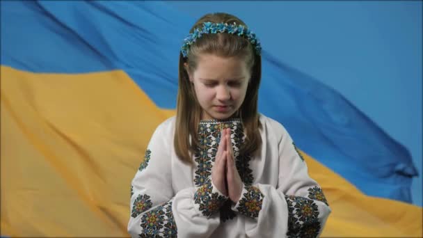 Wojna Ukrainie Flaga Ukraińska Narodowy Symbol Kraju Kryzys Ukrainie Nie — Wideo stockowe