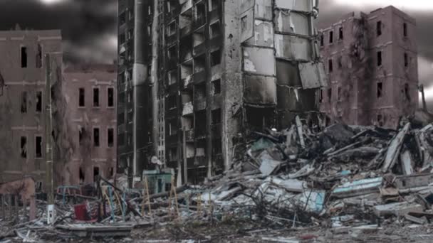被毁的房子 高层建筑被毁 — 图库视频影像