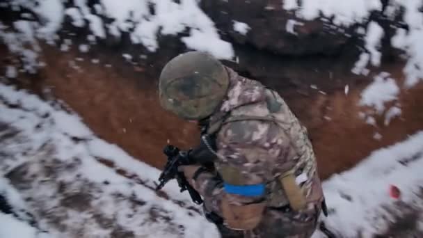 Soldato Trincea Esercito Guerra Ucraina — Video Stock