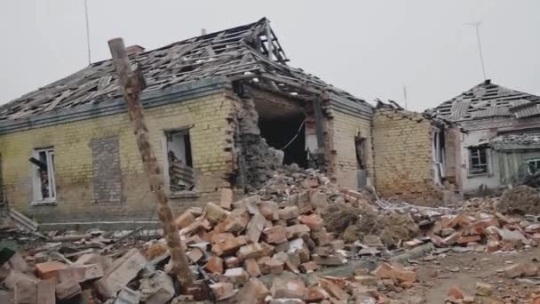 Destroyed Houses Destruction High Rise Buildings Earthquake Disaster — Stock video