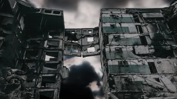 Destroyed Houses Destruction High Rise Buildings Earthquake Disaster — Vídeos de Stock