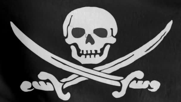 Piratenvlag Naadloze Lus Animatie Van Pirate Flag Vrolijke Roger — Stockvideo