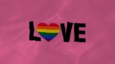 Gökkuşağı LGBT ilerleme bayrağı 4K. Lezbiyen, gey bayrağının kusursuz döngü animasyonu. 3 Boyutlu Canlandırma