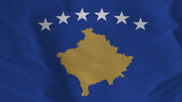 Σημαία Του Κοσσυφοπεδίου Κυματίζει Ασταμάτητα Σημάδι Αδιάλειπτης Κίνησης Βρόχου Του — Αρχείο Βίντεο