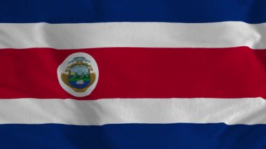 Kosta Rika bayrağı, Kosta Rika 'nın dalgalı bayrağı, Kosta Rika bayrağı animasyonu. Costa rica bayrağına yakın çekim. 4K