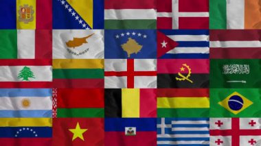 Bayraklar. Bayrakların kusursuz döngü animasyonu. 4 bin. 3 Boyutlu Canlandırma