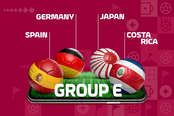 Qatar 2022 Tavola Fase Gruppi Con Rendering Illustrazioni Palloni Calcio — Foto Stock