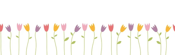 Hintergrund Mit Tulpen Horizontale Umrandung Mit Frühlingsblumen Auf Weißem Hintergrund — Stockfoto