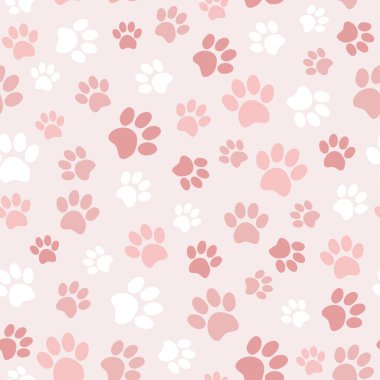 Kusursuz evcil hayvan pençesi deseni. Kedi ya da köpek ayak izi geçmişi. Duvar kağıtları, ambalajlar, kartlar, kıyafetler ve diğer şeyler için kullanılabilir..