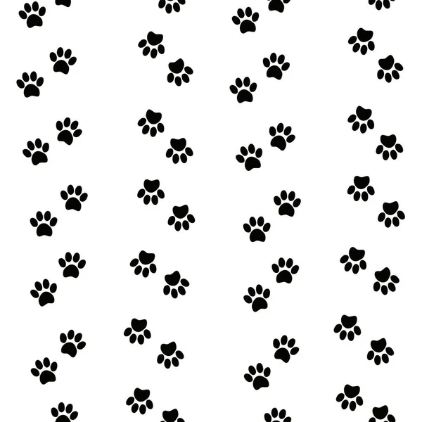 Pet paw seamless pattern. Cartoon illustration with cat or dog paw on white background. It can be used for wallpapers, wrapping, cards, patterns for clothes and other.